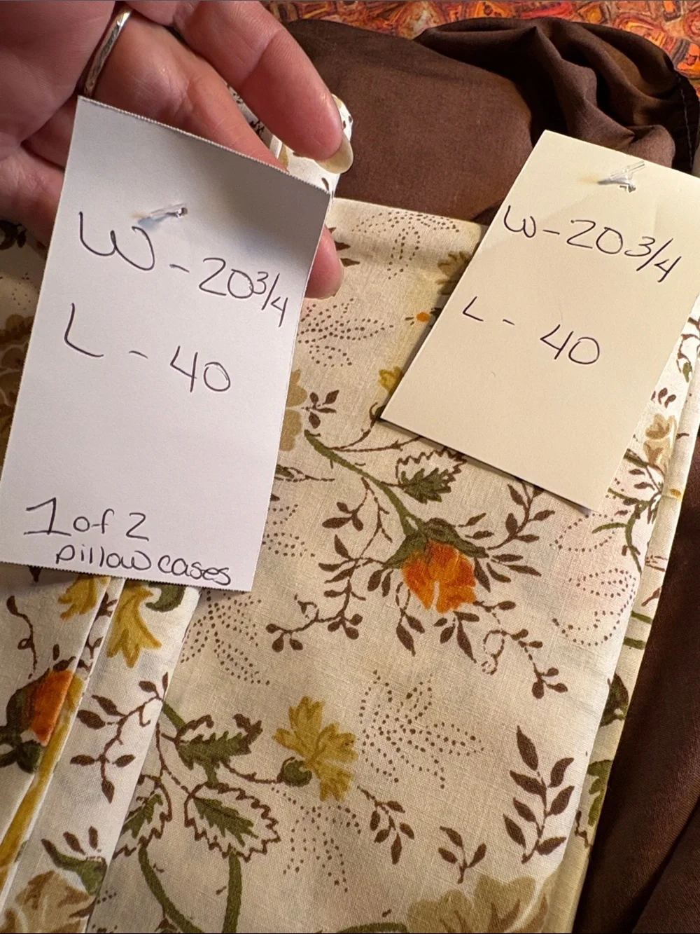 Vintage queen 4 piece set Floral Cotton Bedding Set in Cream and Brown FF